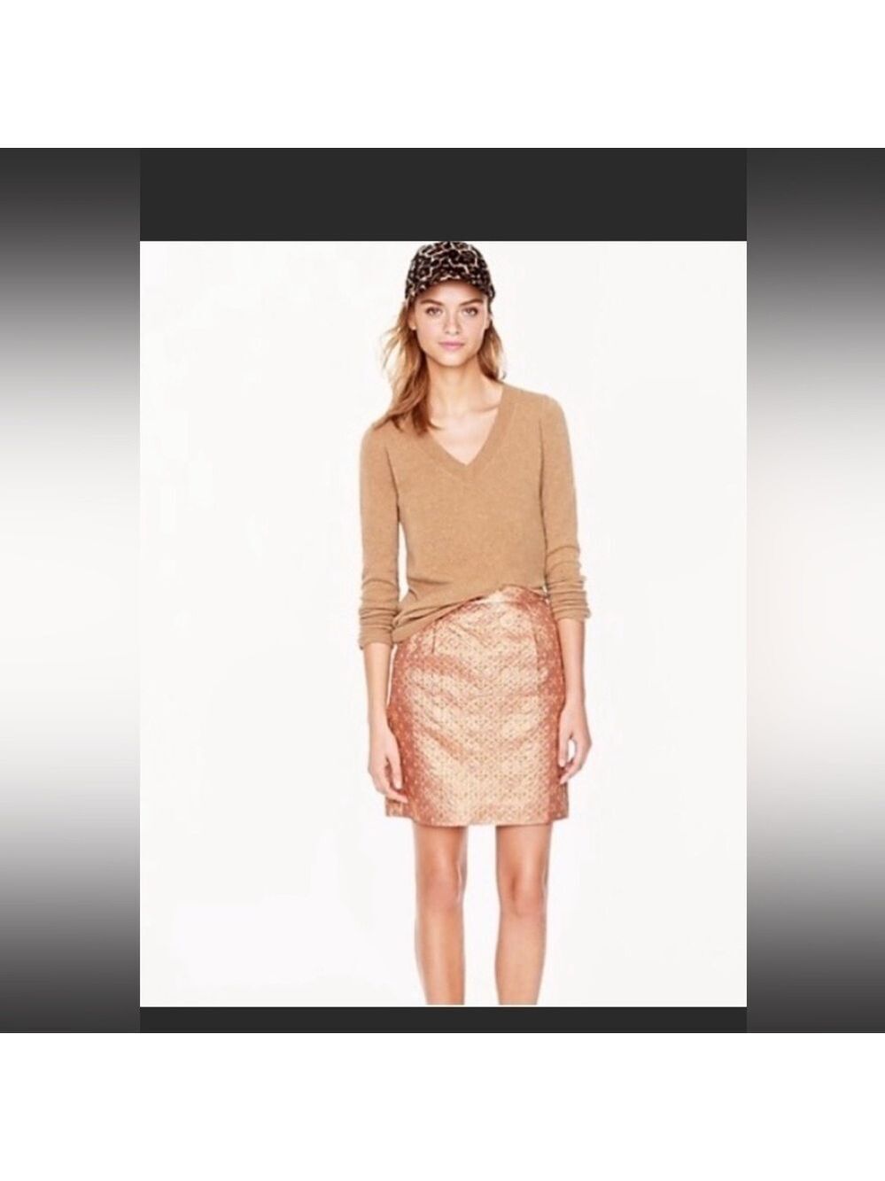 J. CREW COLLECTION Pink Copper Metallic Silk Brocade Mini Skirt Sz 4
